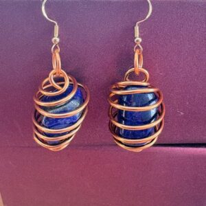 Lapis Lazuli & Copper Spiral Earrings